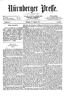 Nürnberger Presse Samstag 31. August 1872