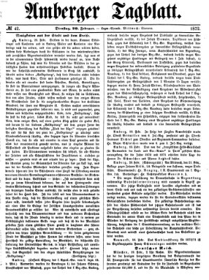 Amberger Tagblatt Dienstag 20. Februar 1872