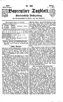 Bayreuther Tagblatt Montag 17. April 1871