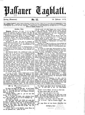 Passauer Tagblatt Freitag 28. Februar 1873