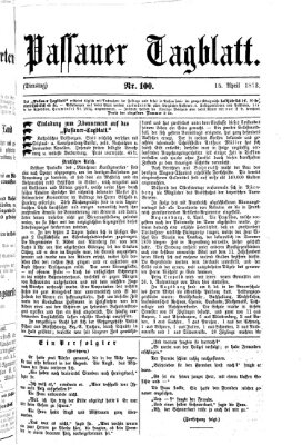 Passauer Tagblatt Dienstag 15. April 1873