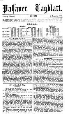 Passauer Tagblatt Dienstag 2. Dezember 1873