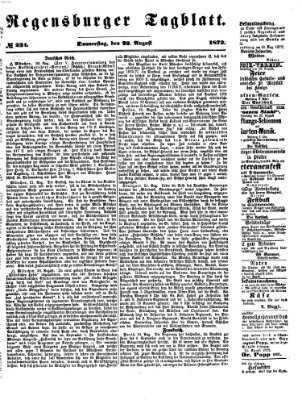 Regensburger Tagblatt Donnerstag 22. August 1872