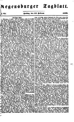 Regensburger Tagblatt Freitag 14. Februar 1873
