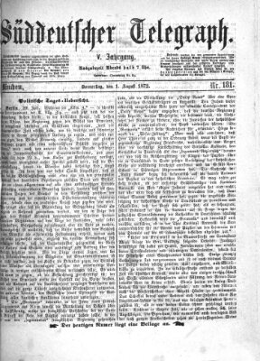 Süddeutscher Telegraph Donnerstag 1. August 1872