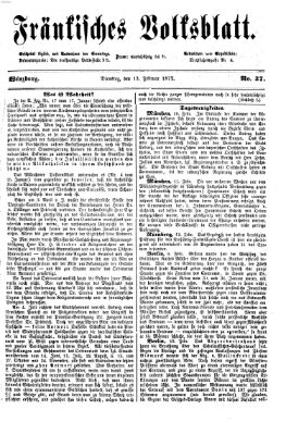 Fränkisches Volksblatt Dienstag 13. Februar 1872