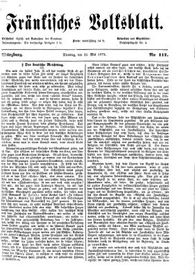 Fränkisches Volksblatt Dienstag 21. Mai 1872