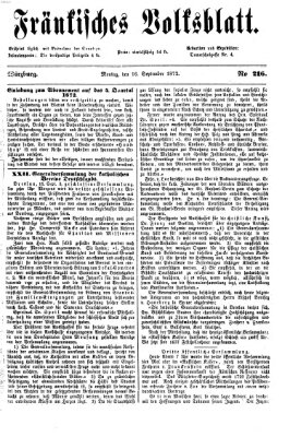Fränkisches Volksblatt Montag 16. September 1872