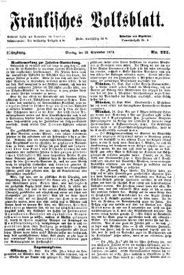 Fränkisches Volksblatt Montag 23. September 1872
