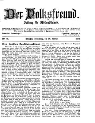 Der Volksfreund Donnerstag 20. Februar 1873