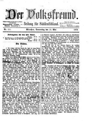 Der Volksfreund Donnerstag 15. Mai 1873