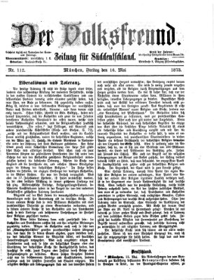 Der Volksfreund Freitag 16. Mai 1873