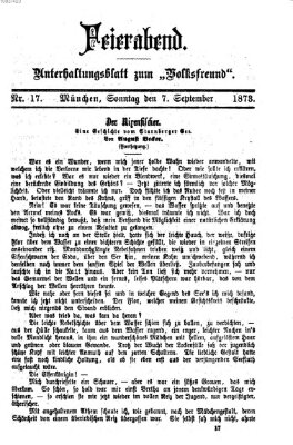 Feierabend (Der Volksfreund) Sonntag 7. September 1873