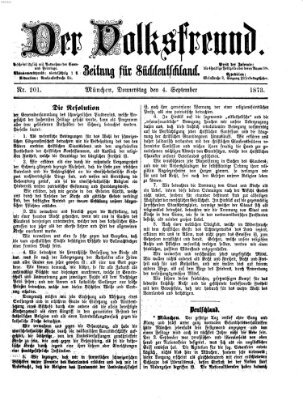 Der Volksfreund Donnerstag 4. September 1873