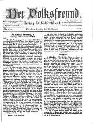 Der Volksfreund Samstag 29. November 1873