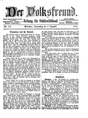 Der Volksfreund Donnerstag 4. Dezember 1873
