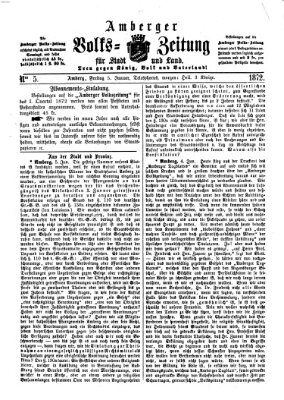 Amberger Volks-Zeitung für Stadt und Land Freitag 5. Januar 1872
