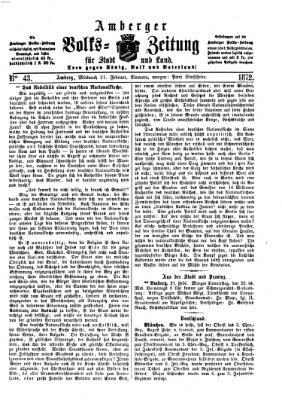 Amberger Volks-Zeitung für Stadt und Land Mittwoch 21. Februar 1872