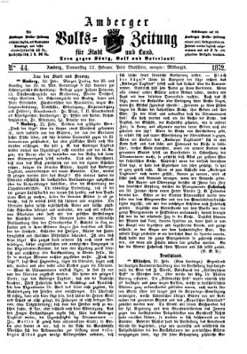 Amberger Volks-Zeitung für Stadt und Land Donnerstag 22. Februar 1872