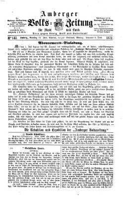 Amberger Volks-Zeitung für Stadt und Land Samstag 22. Juni 1872