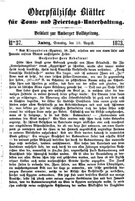 Oberpfälzische Blätter für Sonn- und Feiertags-Unterhaltung (Amberger Volks-Zeitung für Stadt und Land) Sonntag 10. August 1873