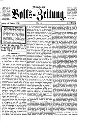 Münchener Volks-Zeitung (Neue freie Volks-Zeitung) Freitag 17. Januar 1873