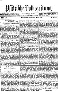 Pfälzische Volkszeitung Samstag 2. August 1873