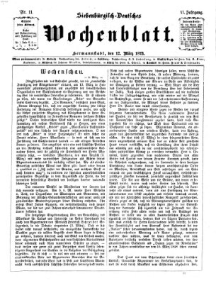Siebenbürgisch-deutsches Wochenblatt Mittwoch 12. März 1873