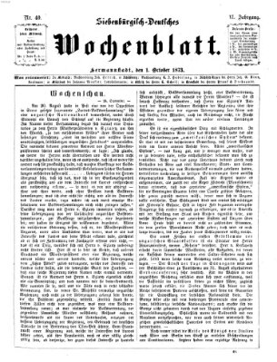 Siebenbürgisch-deutsches Wochenblatt Mittwoch 1. Oktober 1873