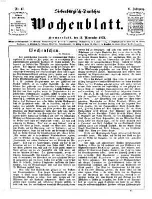 Siebenbürgisch-deutsches Wochenblatt Mittwoch 19. November 1873