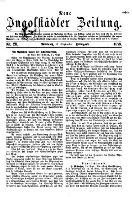 Neue Ingolstädter Zeitung Mittwoch 17. September 1873
