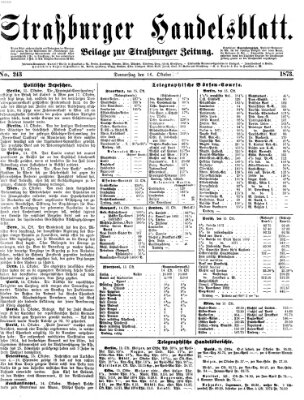 Straßburger Handelsblatt Donnerstag 16. Oktober 1873