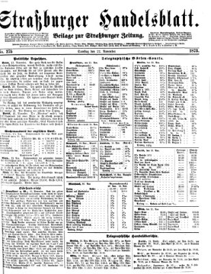Straßburger Handelsblatt Samstag 22. November 1873