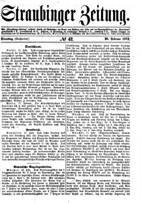 Straubinger Zeitung Dienstag 20. Februar 1872