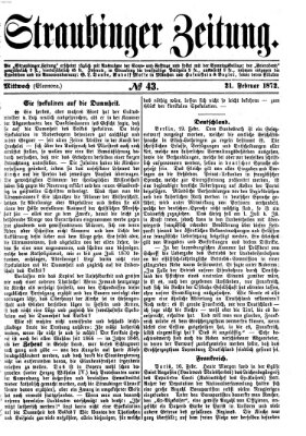 Straubinger Zeitung Mittwoch 21. Februar 1872
