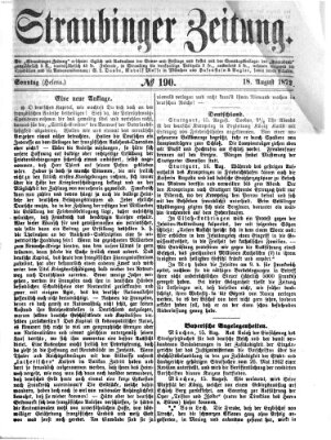 Straubinger Zeitung Sonntag 18. August 1872