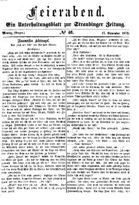 Feierabend (Straubinger Zeitung) Montag 17. November 1873