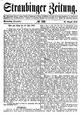 Straubinger Zeitung Donnerstag 21. August 1873