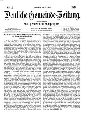 Deutsche Gemeinde-Zeitung Samstag 15. März 1862
