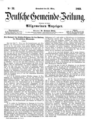 Deutsche Gemeinde-Zeitung Samstag 22. März 1862