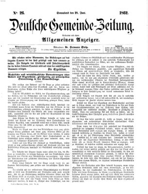 Deutsche Gemeinde-Zeitung Samstag 28. Juni 1862
