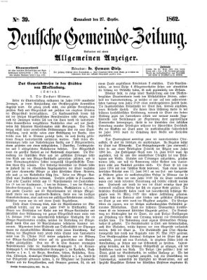 Deutsche Gemeinde-Zeitung Samstag 27. September 1862