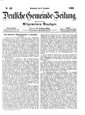 Deutsche Gemeinde-Zeitung Samstag 6. Dezember 1862