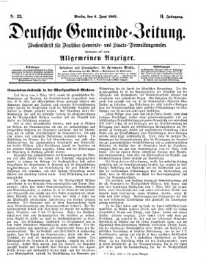 Deutsche Gemeinde-Zeitung Samstag 6. Juni 1863
