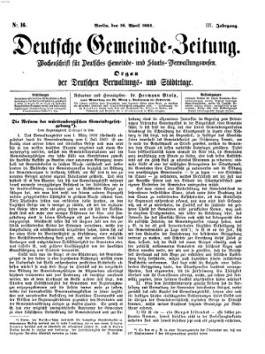 Deutsche Gemeinde-Zeitung Samstag 16. April 1864