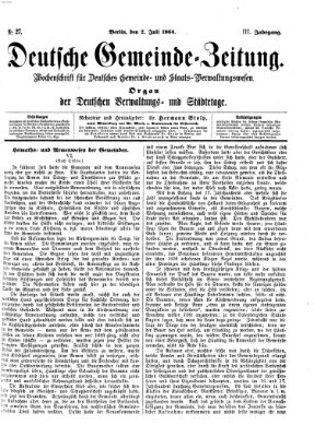Deutsche Gemeinde-Zeitung Samstag 2. Juli 1864
