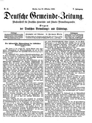 Deutsche Gemeinde-Zeitung Samstag 13. Oktober 1866