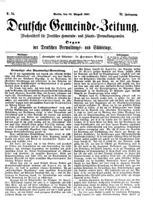 Deutsche Gemeinde-Zeitung Samstag 24. August 1867