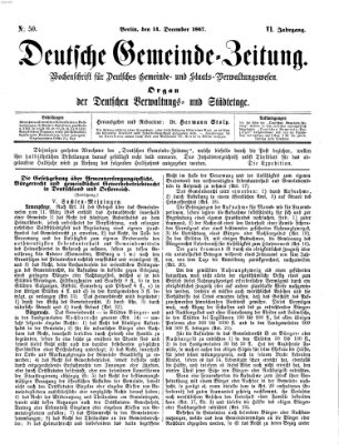 Deutsche Gemeinde-Zeitung Samstag 14. Dezember 1867