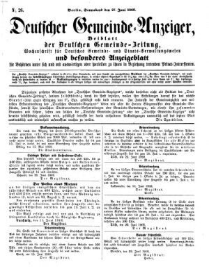 Deutsche Gemeinde-Zeitung Samstag 27. Juni 1868
